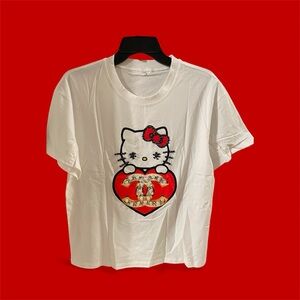 Hello Kitty White Tee with Red and Gold Heart